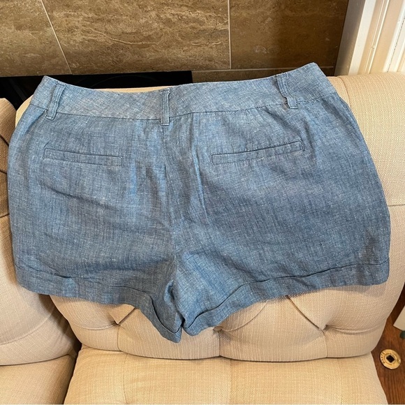 Bg: Loft chambray Linen cotton Blend shorts Pockets Sz 10 Great used condition - Picture 2 of 12